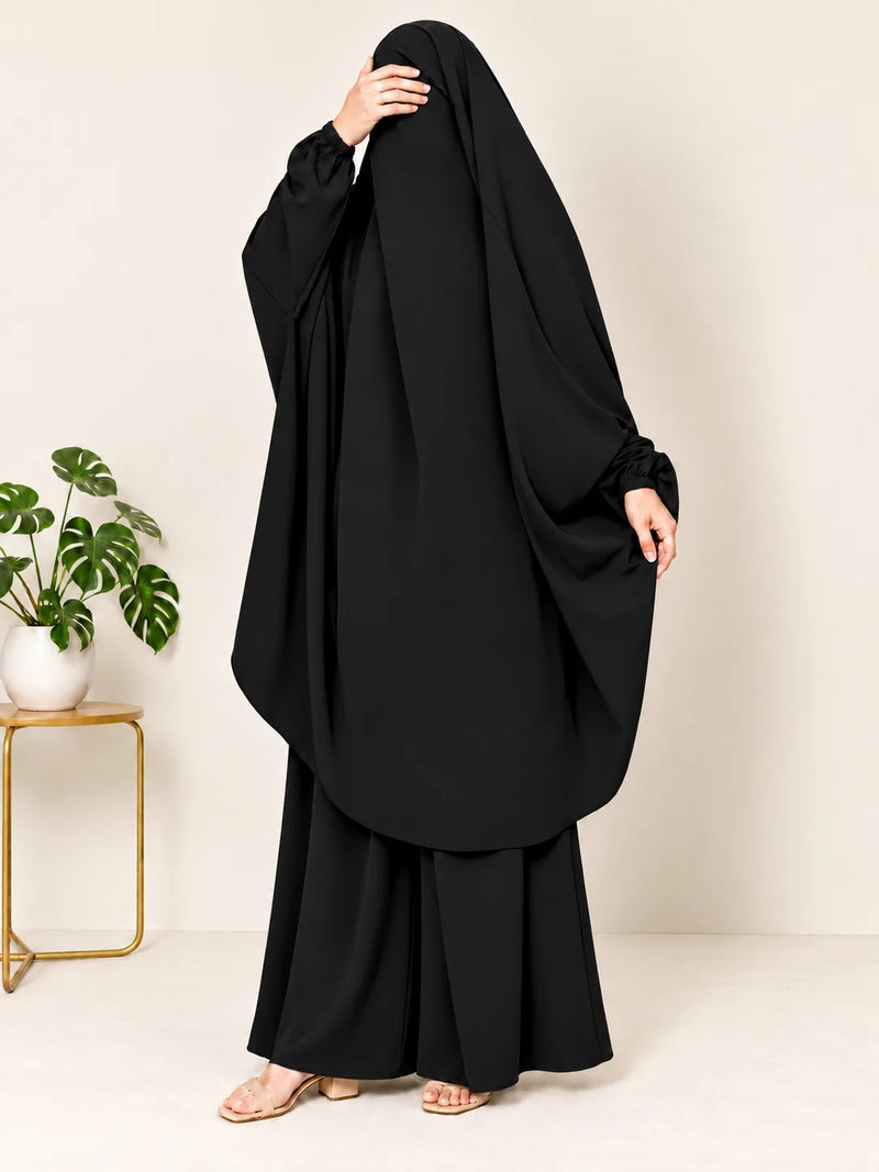 Black Two Pc Jilbab With Pant