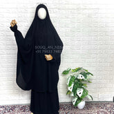 Black Two Pc Jilbab With Flower Sleeves