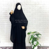 Black Two Pc Jilbab With Flower Sleeves