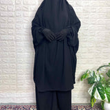 Black Two Pc Jilbab With Broad Pant