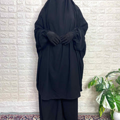 Black Two Pc Jilbab With Broad Pant