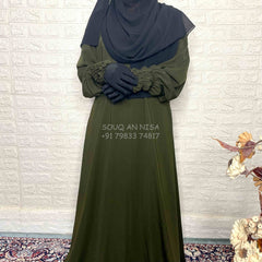 Basic Abaya With Smocking Sleeves