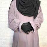 Lavender Basic Abaya With Elastic Sleeves