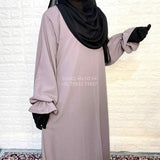 Lavender Basic Abaya With Elastic Sleeves