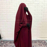 Maroon Jilbab With Smocked Sleeves