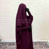 Plum Jilbab With Smocked Sleeves