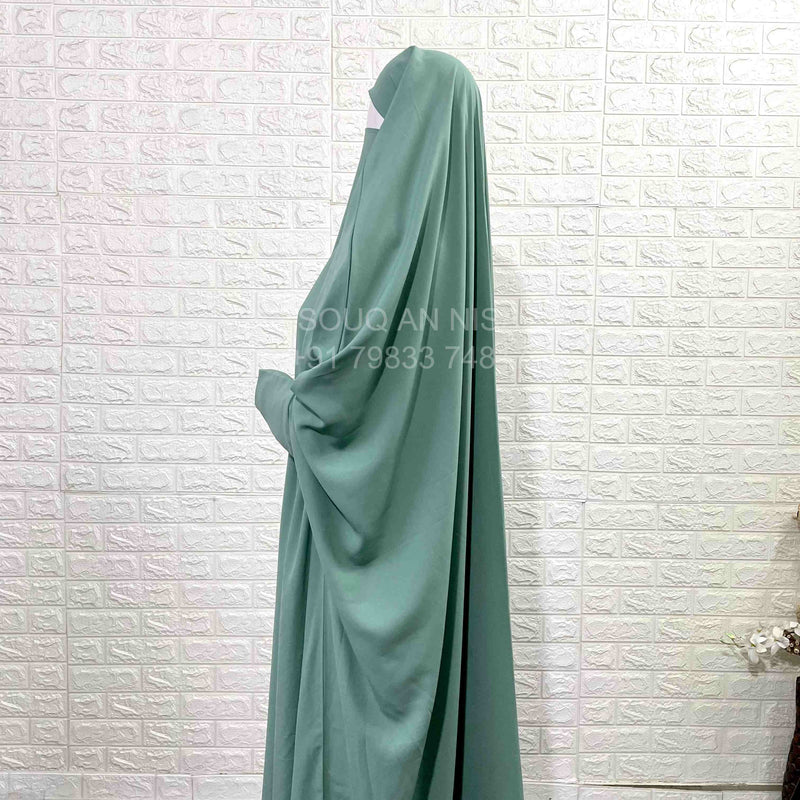 Emerald Jilbab With Plain Sleeves