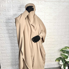 Beige Two Pc Jilbab With Skirt