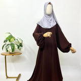 Brown A-line abaya with baggy sleeves