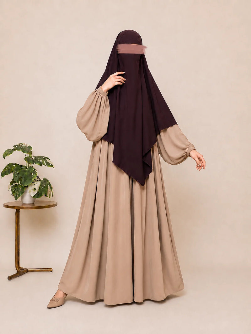 Contrast Abaya Khimar Set