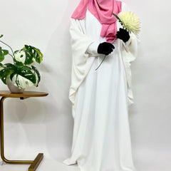 White Kaftan Abaya With Cuff Buttons