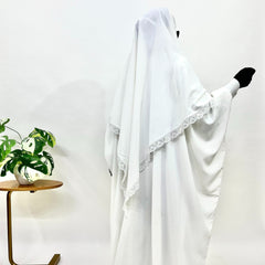 White Kaftan Abaya Khimar Set