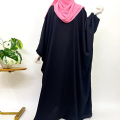 Black Kaftan Abaya With Elastic Sleeves