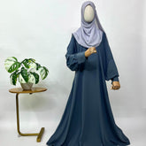 Grey Aline Abaya With Cuff Sleeves