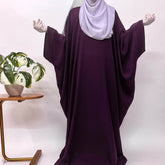 Plum Kaftan Abaya With Broad Sleeves