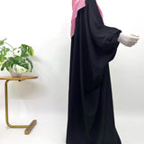 Black Kaftan Abaya With Elastic Sleeves