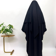 Black Kaftan Abaya Khimar Set