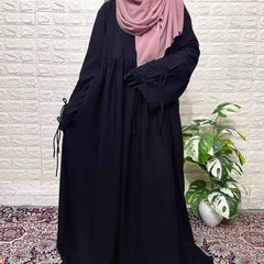 Black Tie Strings Abaya