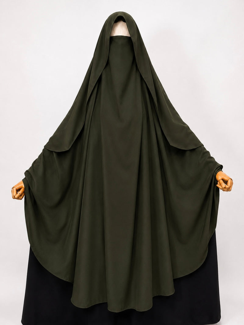 Olive Awrah Khimar With Flap