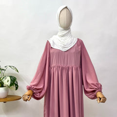 Pastel Pink Frills Abaya With Baggy Sleeves