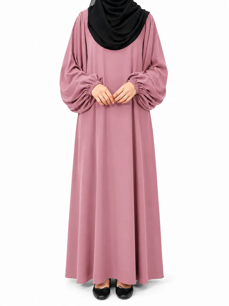 Pastel Pink Abaya With Baggy Sleeves