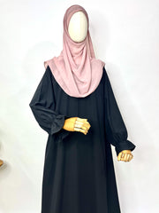 Black Basic Abaya With Flower Sleeves
