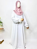 White Aline Abaya With Flower Sleeves