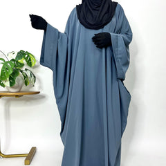 Grey Kaftan Abaya With Broad Sleeves