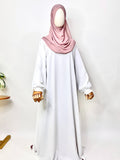 White Aline Abaya With Flower Sleeves