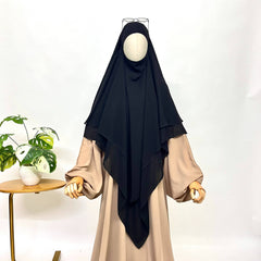 Black Two Layers Diamond Khimar