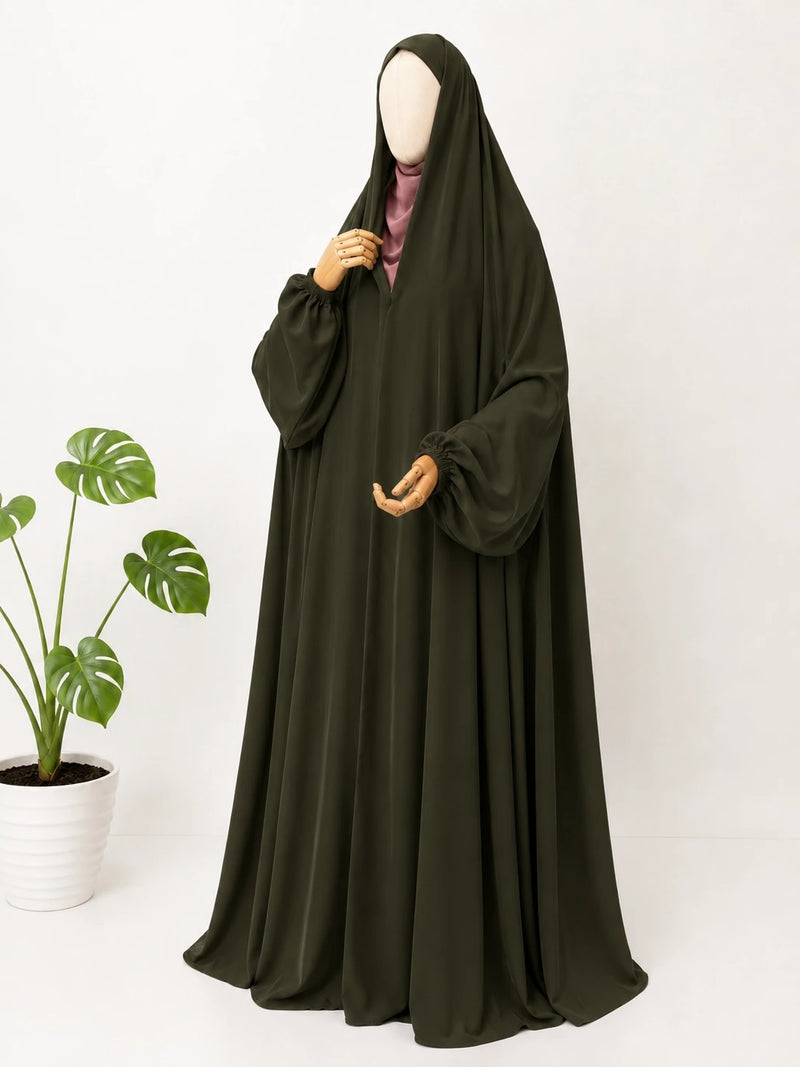 Olive Green Irani Chadar With Sleeves