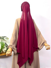 Heavy Chiffon Hijab With Attached Tube Cap
