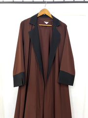 Brown Coat Abaya With Black Contrast