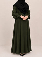 Olive Basic Abaya With Cuff Sleeves