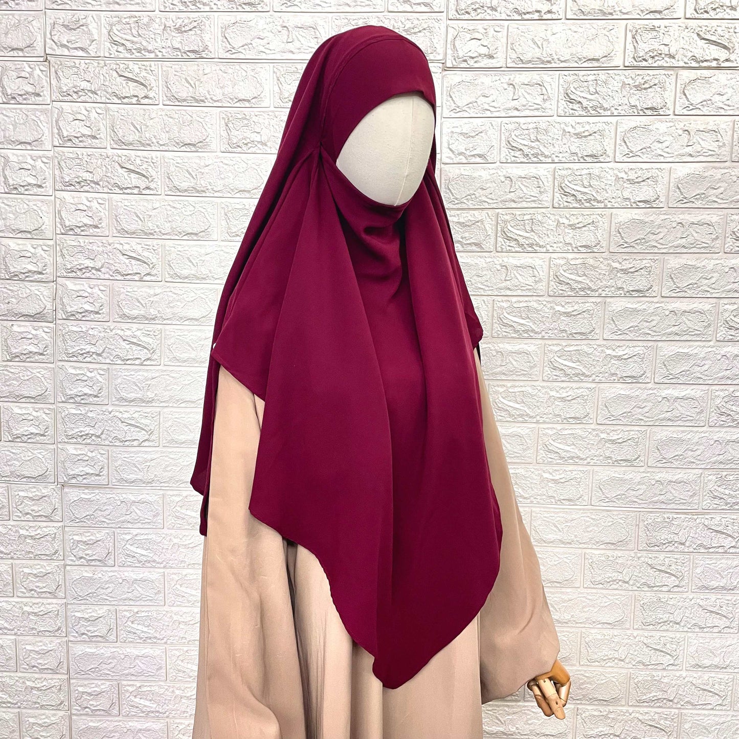 Maroon French Veil Khimar