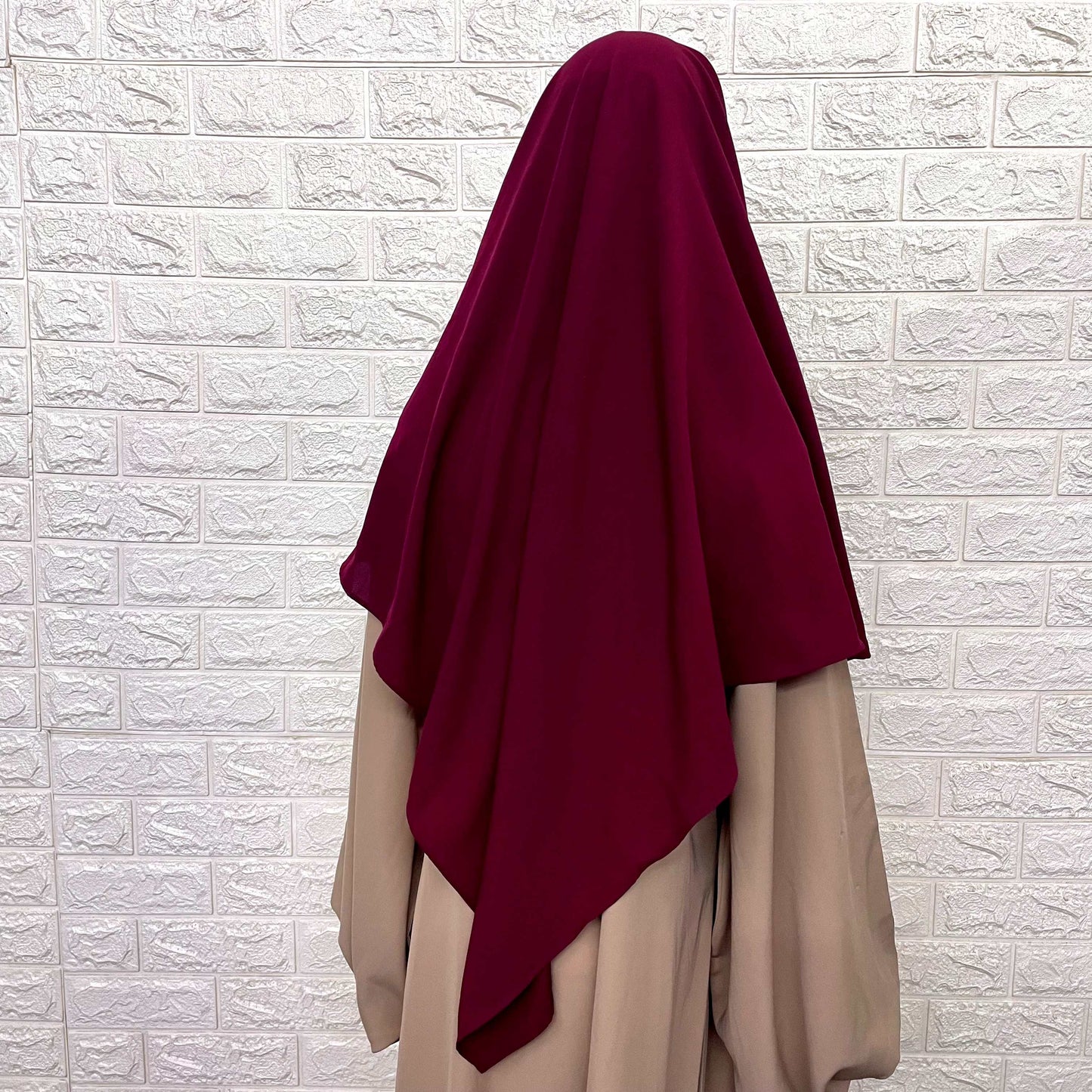 Maroon French Veil Khimar