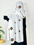 White Chiffon hijab with embroidery