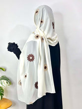 Off-white Chiffon hijab with embroidery