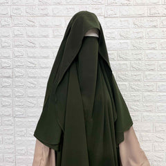 Olive Flap Round Khimar