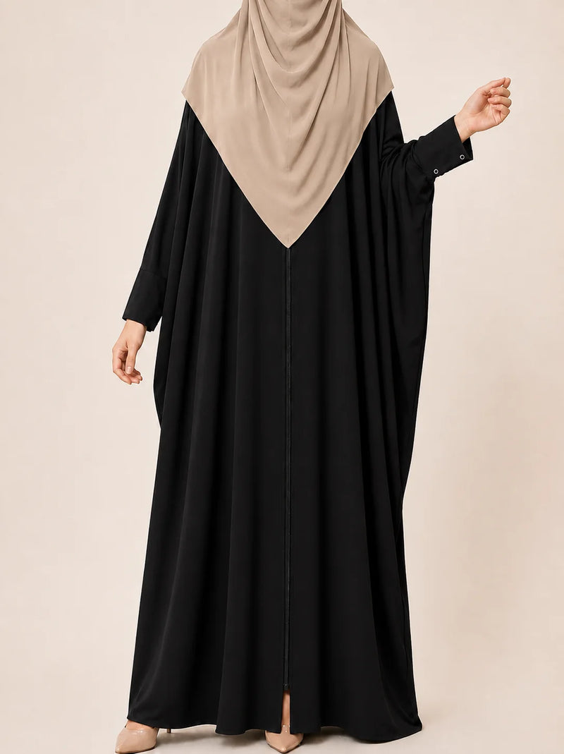 Black Front Open Kaftan Abaya