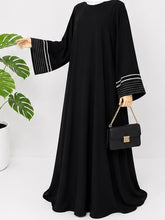 Black abaya with stripes sleeves