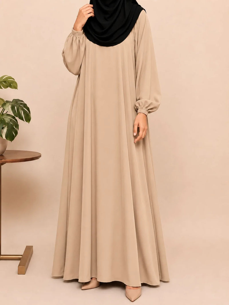 Basic Abaya With Elastic Sleeves