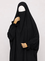 Black Two Pc Jilbab With Flower Sleeves