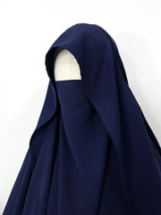 Navy Blue Awrah Khimar With Flap