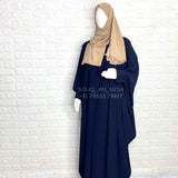 Navy Blue Kaftan Abaya With Cuff Buttons