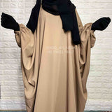 Beige Kaftan Abaya With Elastic Sleeves