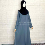 Grey Plain Front Open Abaya
