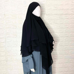 Kaftan Abaya With Three Layers Khimar Set