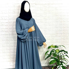 Grey Frills Abaya With Baggy Sleeves