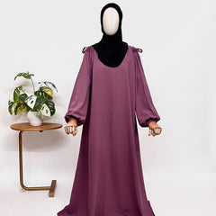 Dusty Mauve IQRA String Abaya